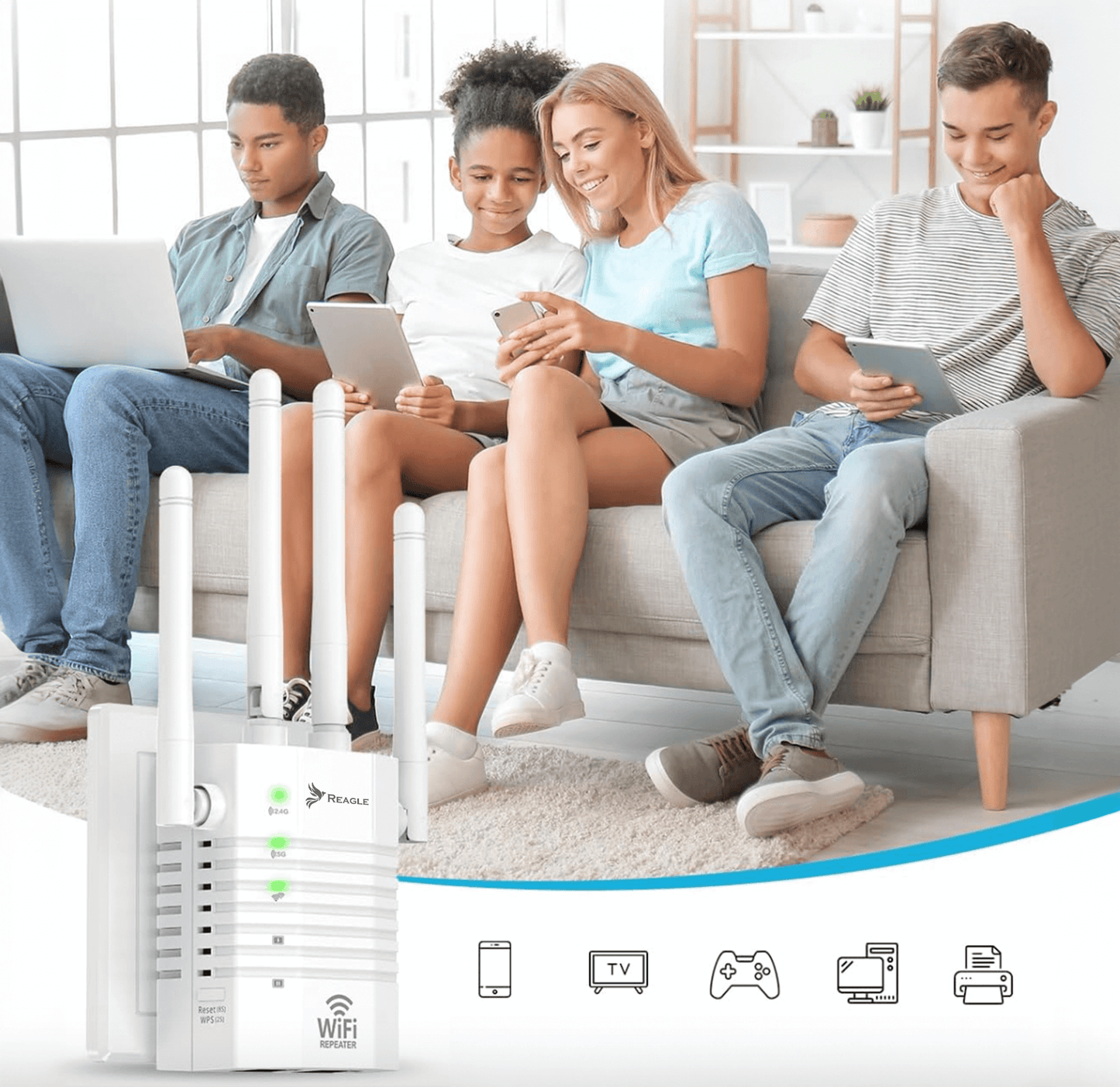 WIFI-SIGNALVERSTÄRKER 5 GHz 802.11ac REAPETER AC1200 EXTENDER 2xLAN