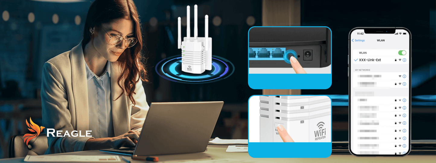 WIFI-SIGNALVERSTÄRKER 5 GHz 802.11ac REAPETER AC1200 EXTENDER 2xLAN