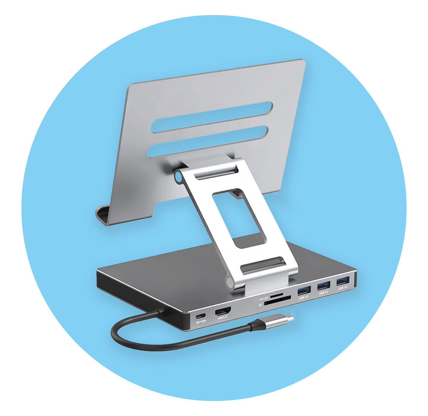 REAGLE ALUMINIUM-STOCKHALTERUNG FÜR IPAD-TABLET + HUB HDMI 4K 60Hz PD USB-C