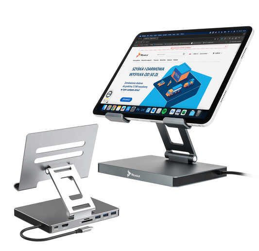 REAGLE ALUMINUM STAND IPAD TABLET + HUB HDMI 4K 60Hz PD USB-C