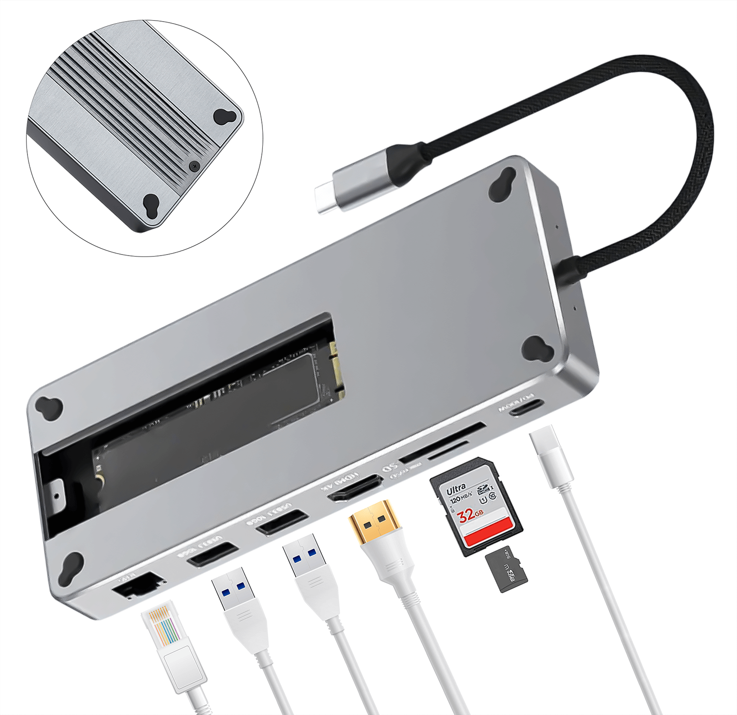 REAGLE HUB Enclosure SSD NVME SATA USB-C HDMI 4K 60Hz PD 100W